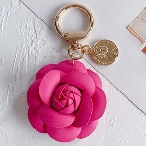 Gold Keyring with Pink Flower Charm